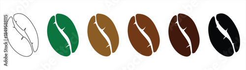 Icon of chocolate coffee beans and green coffee beans isolated on a white background