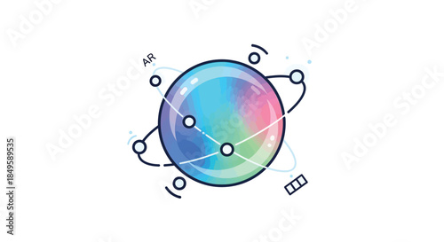 Abstract Global Network Sphere with Connected Nodes.