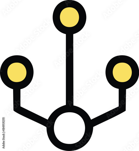 Abstract connection network symbol with three nodes linked to a central hub