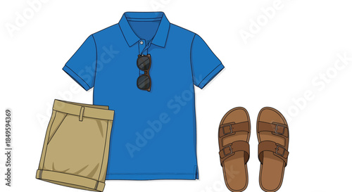 Casual Summer Outfit for Men Featuring Polo Shirt and Shorts.