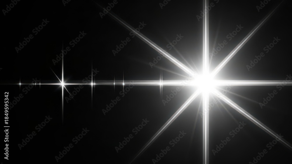 Fototapeta premium Bright white star shining in the dark space isolated on transparent background
