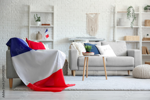 Sofa with flag of France in...