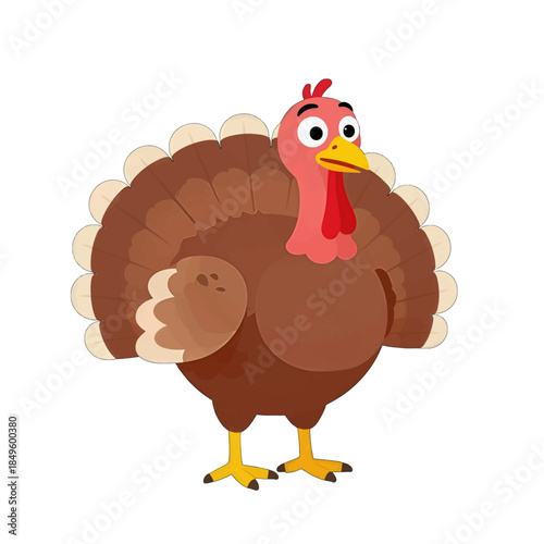 Cartoon Turkey Illustration in Flat Design Style