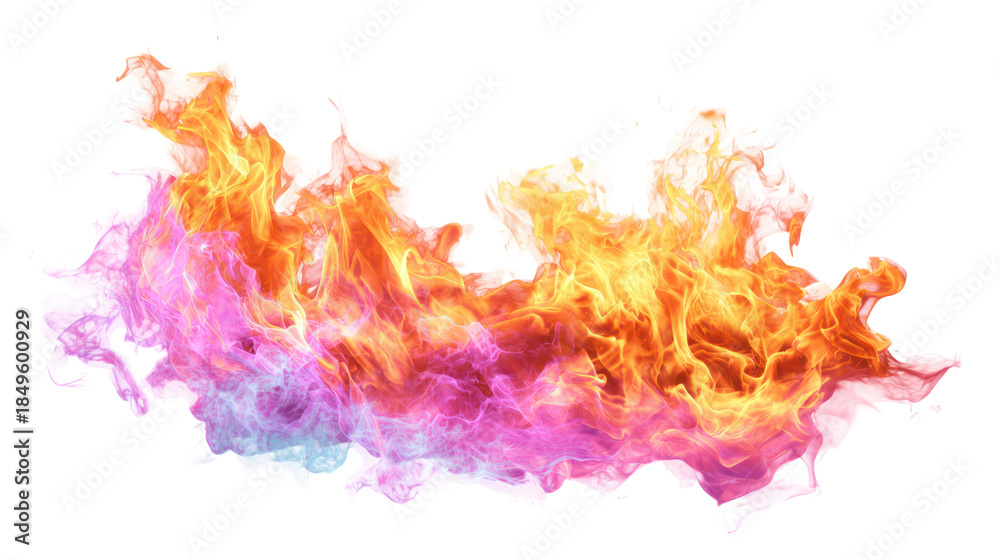 Fototapeta premium Multicolored smoke cloud with electric neon tones high resolution on transparent background