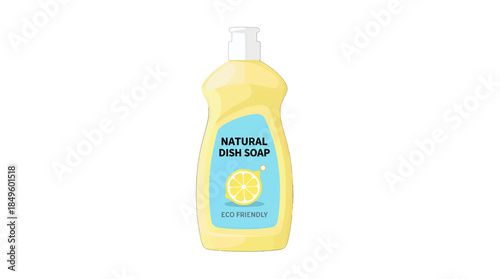 Natural Dish Soap Bottle Illustration with Eco Friendly Label