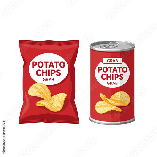 Potato Chips Packaging Design With Can and Bag