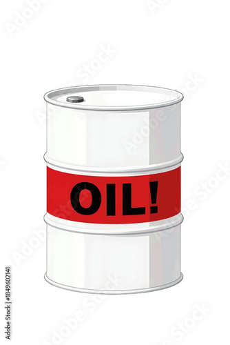 White Oil Barrel with Red Label
