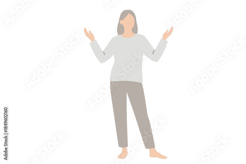 Woman Raising Hands in Surrender Pose Illustration