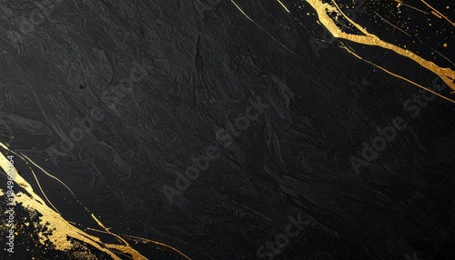 和モダンな黒と金の抽象背景素材：中央に広い余白を持つ金継ぎ風のシネマティックなデザイン