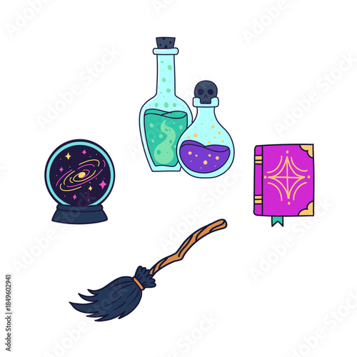Magical witchcraft tools for mystical rituals and spells