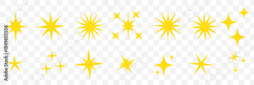 Sparkle star icon set. Sparkle, stars or shine icon set vector collection of different stars in black color. Shine icon. AI generated star icons collection. Artificial Intelligence sparkle symbol.