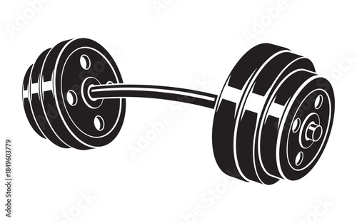 Black and white dumbbell on white background isolated
