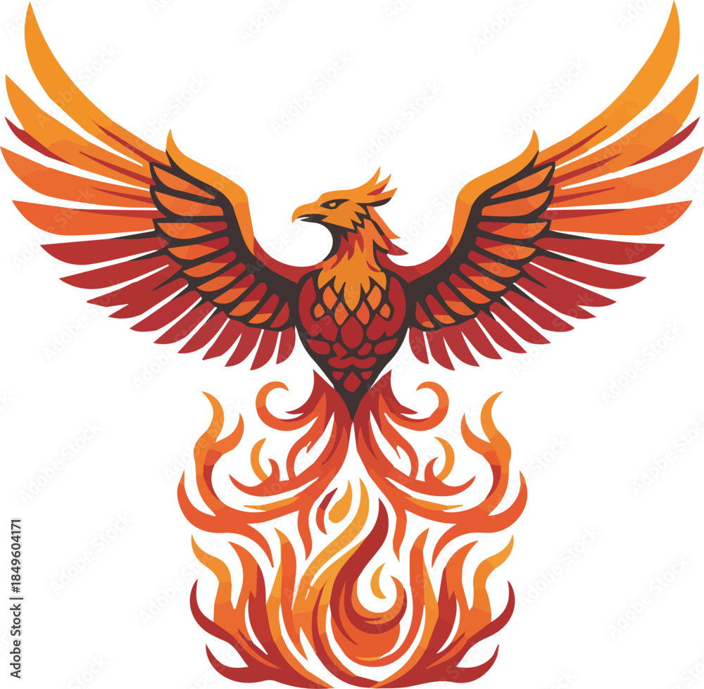 Obraz premium Elegant Fire Phoenix Emblem
