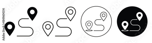 Distance route vector icon isolated on transparent background. EPS 10