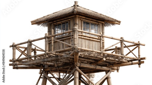 Wallpaper Mural Bamboo Watchtower: An elevated, traditional bamboo watchtower offers a unique perspective, its design showcasing rustic charm and cultural heritage. Torontodigital.ca