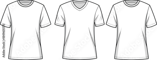 Blank White T- Shirt Mockups Round Neck and V- Neck Styles t-shirt apparel