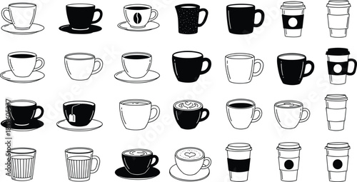 Collection of Coffee and Tea Cups Mugs and Disposable Cups coffee cup