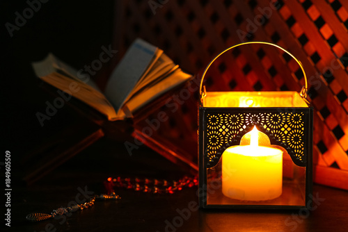 Muslim lantern with burning...
