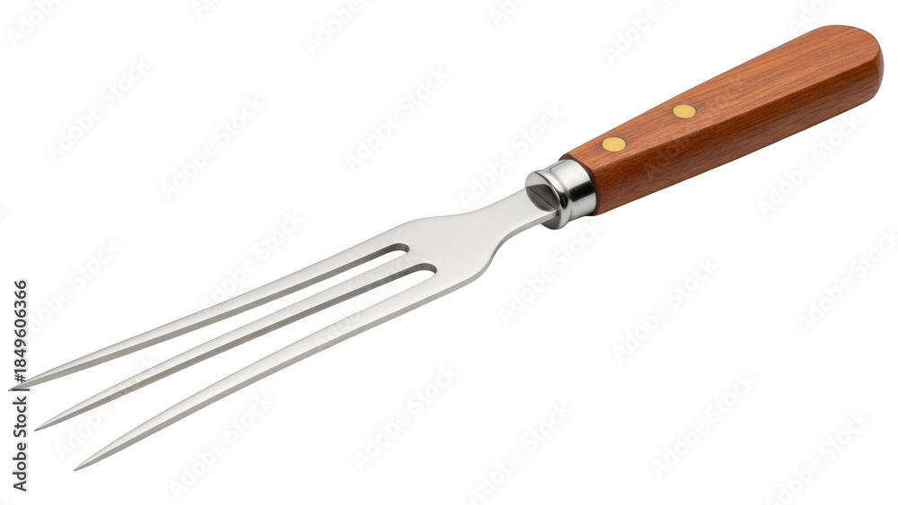 Fototapeta premium Wooden-handled carving fork isolated on transparent background