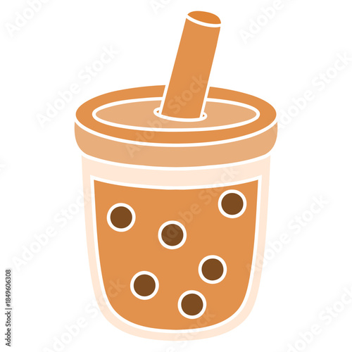 Illustration of a Cup of Boba Tea