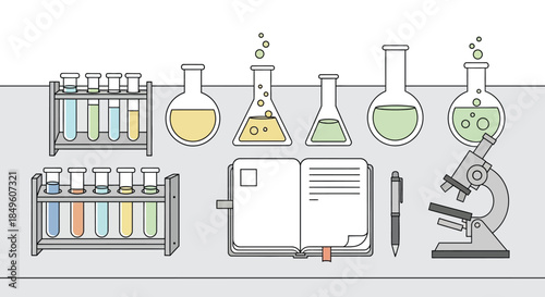 Collection of scientific laboratory equipment and supplies.
