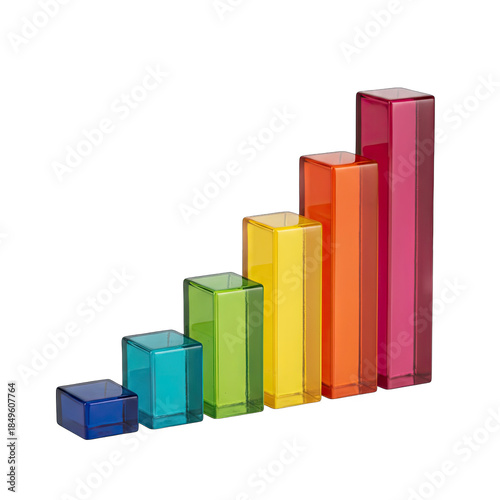 Free Download Colorful translucent bars arranged in ascending order against a black background symbolizing growth and progress - GFXLoad