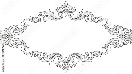Intricate Baroque Style Ornamental Frame Design for Decorative Art and Invitations