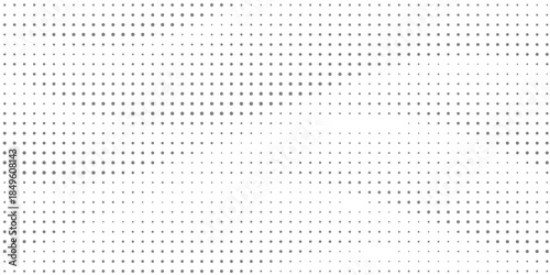 Black halftone wave background. Abstract grainy fluid texture. Dotted curved dot flow wallpaper. Grit swoosh overlay element for poster, banner, brochure, flyer, leaflet, template. Vector backdrop