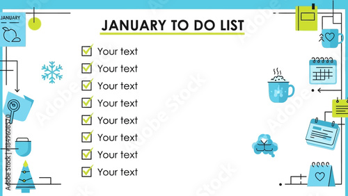 January To Do List Template with Checklist for Planning and Organization