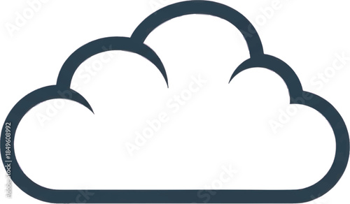 Minimalist Cloud Outline Icon Symbol for Cloud Computing, Data Storage, Internet Technology, and Weather Forecast Concepts