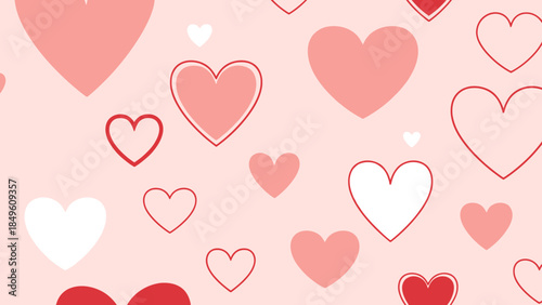 Pink and Red Heart Patterns for Valentine's Day or Romantic Themes