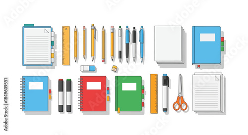 Collection of Various School and Office Supplies.