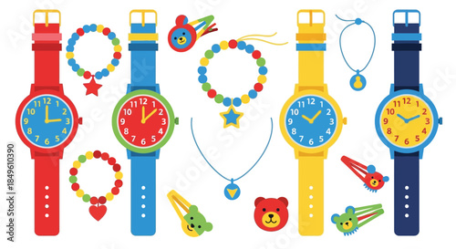 Colorful Childrens Watches and Jewelry Collection.
