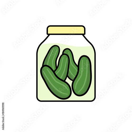 Pickled Cucumber jar on white background.