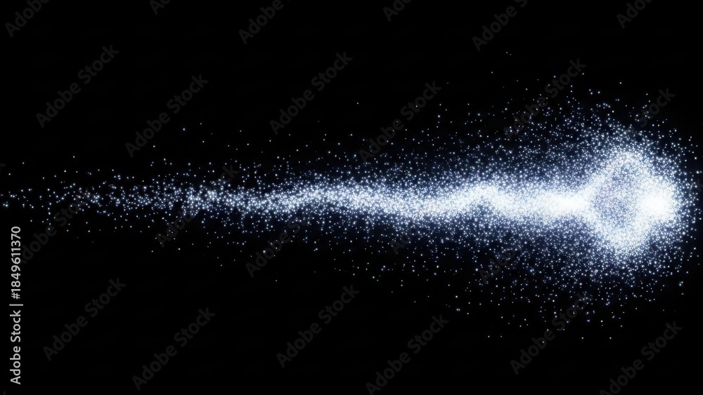 Obraz premium Comet tail with bright particles in space isolated on transparent background