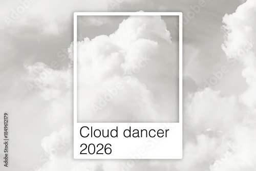 View of beautiful sky with clouds. Cloud Dancer - color of year 2026
