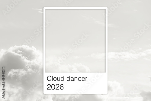 View of beautiful sky with clouds. Cloud Dancer - color of year 2026