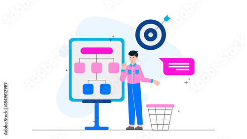 Product Manager Prioritizing a Roadmap. Business Flat Vector Illustration