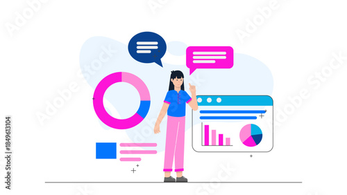 Investors Analyzing Market Trends on Tablets. Business Flat Vector Illustration