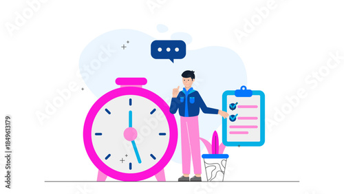 Support Team Achieving a Fast Response Time Goal. Business Flat Vector Illustration