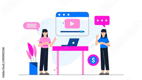 Podcast Producer Editing an Audio Episode. Business Flat Vector Illustration