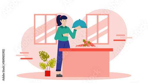 Chef Managing a Farm-to-Table Kitchen. Business Flat Vector Illustration