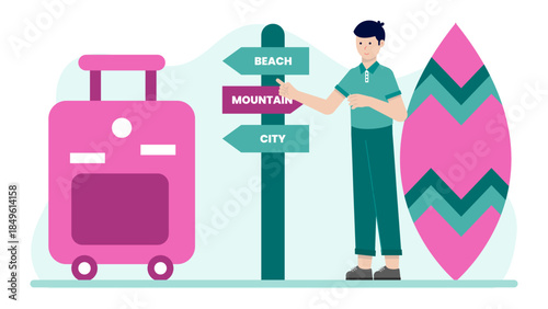 Tour Guide Leading a Cultural City Tour. Business Flat Vector Illustration