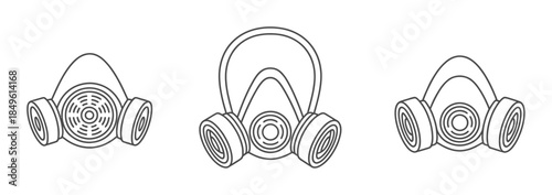 Outline of respirator masks with circular filters protection safety