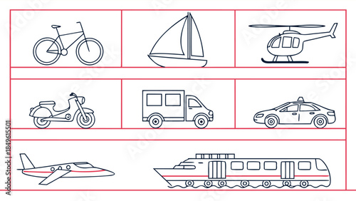 Comprehensive Transportation and Travel Vehicle Icon Set