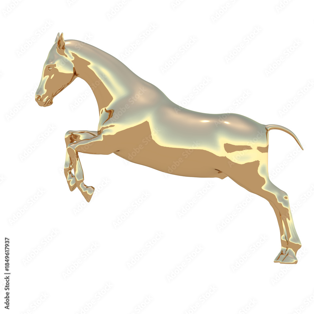Fototapeta premium 金属の馬 メタルの馬 馬 3DCG レンダリング画像 金属 メタル