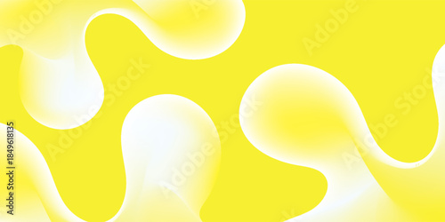 Abstract Yellow and White Fluid Blob Shapes Background.