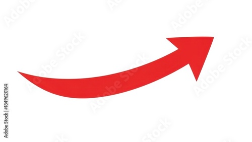 Red arrow pointing upwards and to the right isolated on transparent background