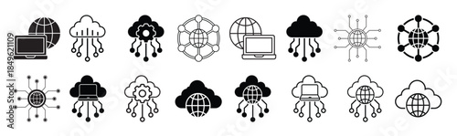internet vector icon set cloud service illustration sign