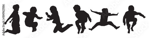 jump kids silhouette vectors